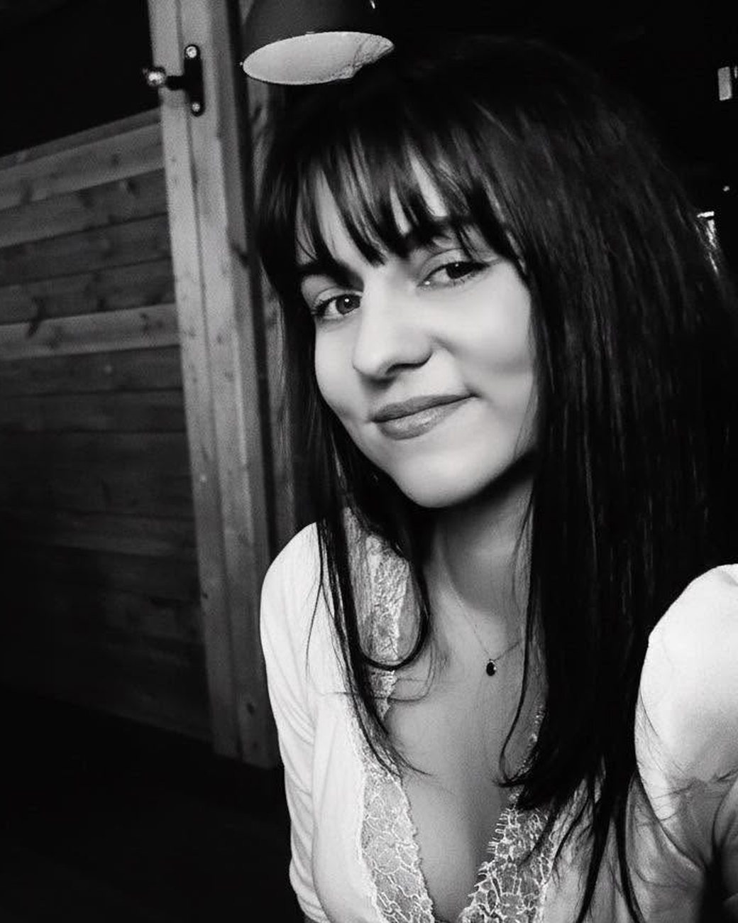 Patricia Kowalczyk, black-and-white portrait, smiling